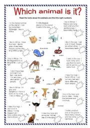 English Worksheet: Which animal is it?