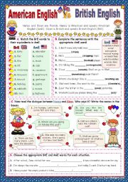 English Worksheet: When in America speak like the Americans  -  BrE   Vs   AmE  (1)   for elementary stds