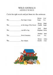 English Worksheet: Wild animals - it rhymes with...