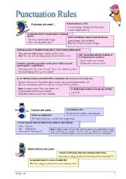 English Worksheet: Punctuation - Rules and Examples