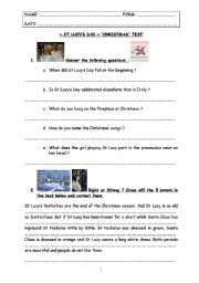 English worksheet: special days : test step 10 - St Lucys Day & Christmas.