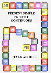 English Worksheet: Boardgame - Present Simple vs. Present Continuous (editable)