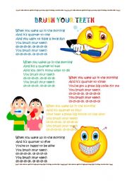 English Worksheet: BRUSH YOUR TEETH