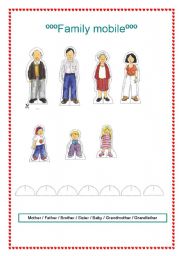 English Worksheet: Family mobile