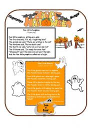 English Worksheet: Halloween Songs and Fingerplays