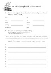 English worksheet: Thats the best pizza Ive ever eaten - superlatives and present perfect practice