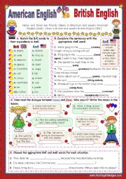 English Worksheet: When in America speak like the Americans  -  BrE  vs  AmE  (2)  for elementary stds.