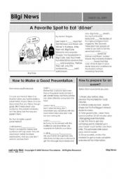 English Worksheet: Newspaper on the passives, how to make a presentation and study tips