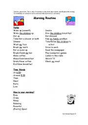 English Worksheet: Morning Routines Vocabulary