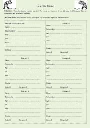 English Worksheet: Detective Game