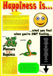 English Worksheet: HAPPINESS (Part I)