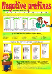 English Worksheet: WORD FORMATION: NEGATIVE PREFIXES (Part 2)