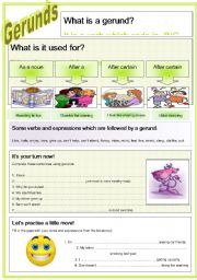 English Worksheet: GERUNDS