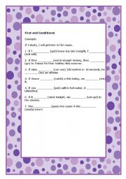 English Worksheet: First Conditional - part I