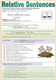 English Worksheet: Relative Sentences