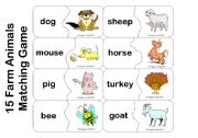 Farm Animals - Matching or Memory Game (15 Animals)