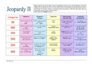 English Worksheet: Jeopardy II - General English