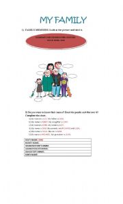 English Worksheet: MY FAMILY- SOLVING A FAMILY PUZZLE