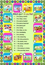 English Worksheet: Which sport do you like?. Fully editable