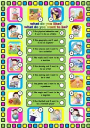 English Worksheet: What do you like? What do you want to be?. Editable