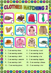 English Worksheet: Clothes matching 2 of 2. Fully editable