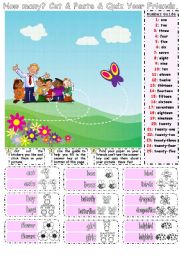 English Worksheet: How Many Cut & Paste & Speaking Activity for Younger Learners 1/2