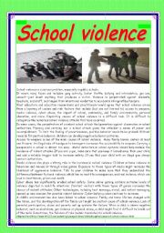 English Worksheet: Teen violence is a growing problem in todays schools