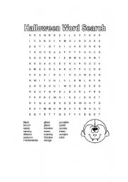 English Worksheet: Halloween word search