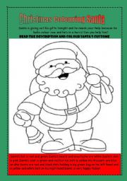 English Worksheet: Christmas Colouring Santa!