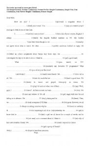 English Worksheet: Mixed Tenses (SP+PC+PP+PPC+SP+PC+PP+PPC+Future)
