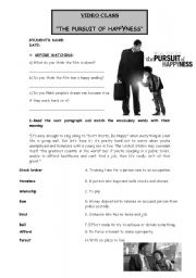 English Worksheet: The Pursuit of Happiness