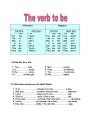 English Worksheet: the verb to be