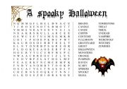 English Worksheet: A spooky Halloween wordsearch