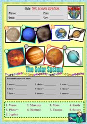 English Worksheet: The Solar System