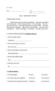 English Worksheet: Food