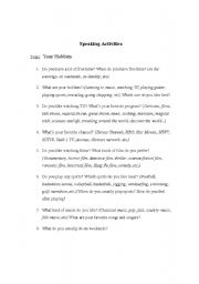 Speaking activities (Hobbies)