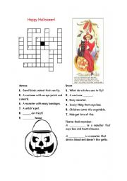 English Worksheet: Happy Halloween Crossword