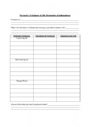 English Worksheet: Declaration of Independence Persuasion