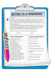 LETTER TO A PENFRIEND. READING.