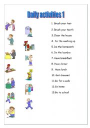 English Worksheet: DAILY ACTIVITIES