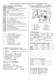 English Worksheet: exam for te 9th class