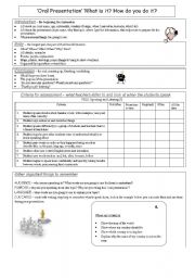 English Worksheet: Formal oral presentation