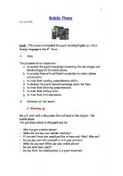 English Worksheet: Mobiles Phones Unit