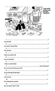 English Worksheet: A MESSY ROOM