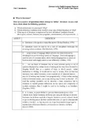 English Worksheet: Literature