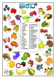 English Worksheet: FRUIT  (KEY INCLUDED)