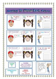 English Worksheet: Getting To Know Each Other (Simple Greetings and Introductions)