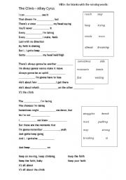 English Worksheet: The Climb - Miley Cyrus