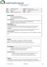 English worksheet: Lesson plan  for high school 