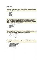 English worksheet: food quiz